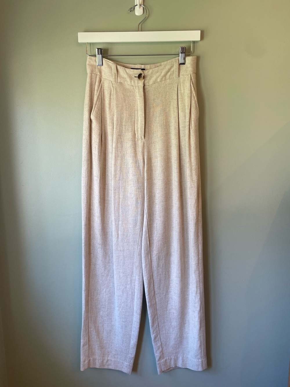 Frank & Oak Alice Linen Blend Straight Pant in Sand